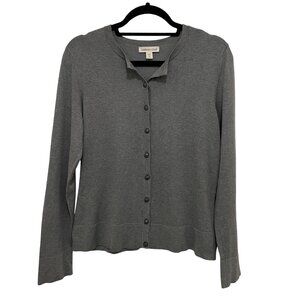 Coldwater Creek Gray Silk Blend Button-Front Cardigan Sweater Womens Size M